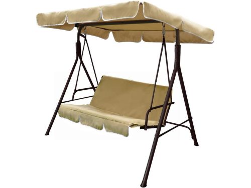 Schommelbank 3 person 3-zits strepenpatroon bruin staal 170 x 110