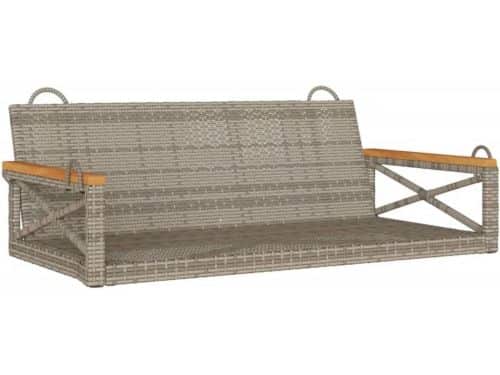 Schommelbank Tuin Buiten Grijs Poly Rattan en Hout