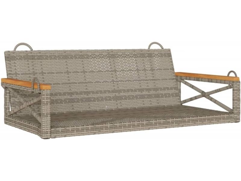 Schommelbank Tuin Buiten Grijs Poly Rattan en Hout