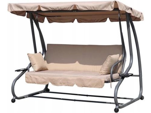 Schommelbank - tuinschommel - met klapbare rugleuning - beige