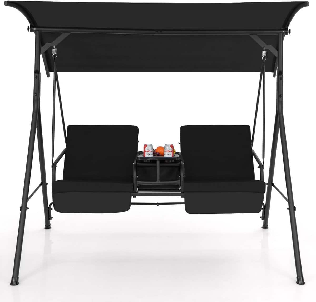 schommelbank voor 2 personen met verstelbare luifel en koeltas
