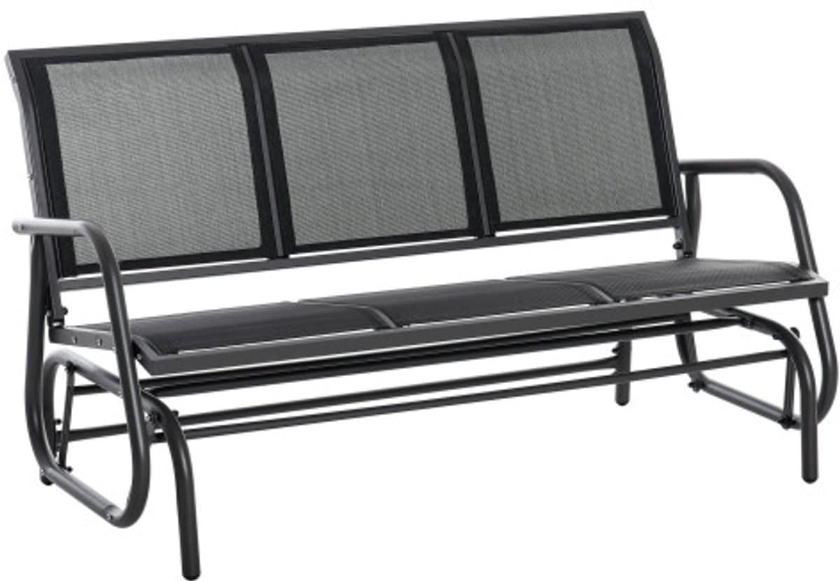 schommelstoel voor 3 personen 147x75x85 cm zwart, metaal