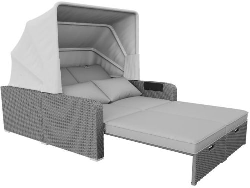 Sensova - 2-Persoons Buitenligstoel met Zonnescherm - Multifunctionele Tuinbank en