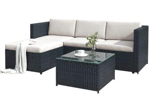 Sensova - Buiten Loungeset Tuinmeubelen Polyrattan Hoekbank met Kussens en