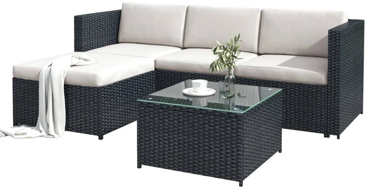 sensova buiten loungeset tuinmeubelen polyrattan hoekbank met kussens en