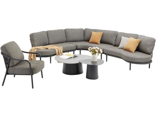 Serenno organische loungeset 6 delig antraciet aluminium