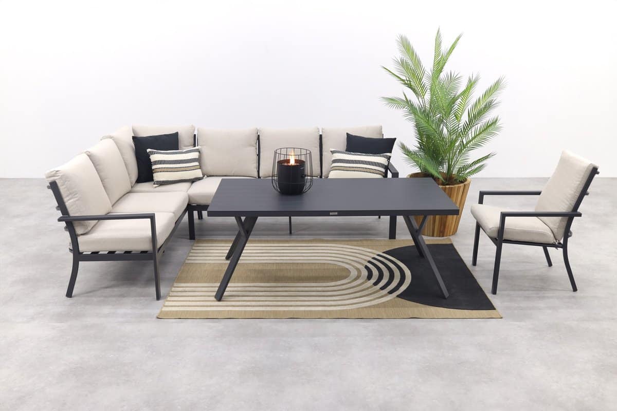 sergio lounge dining set met stoel carbon/desert 3