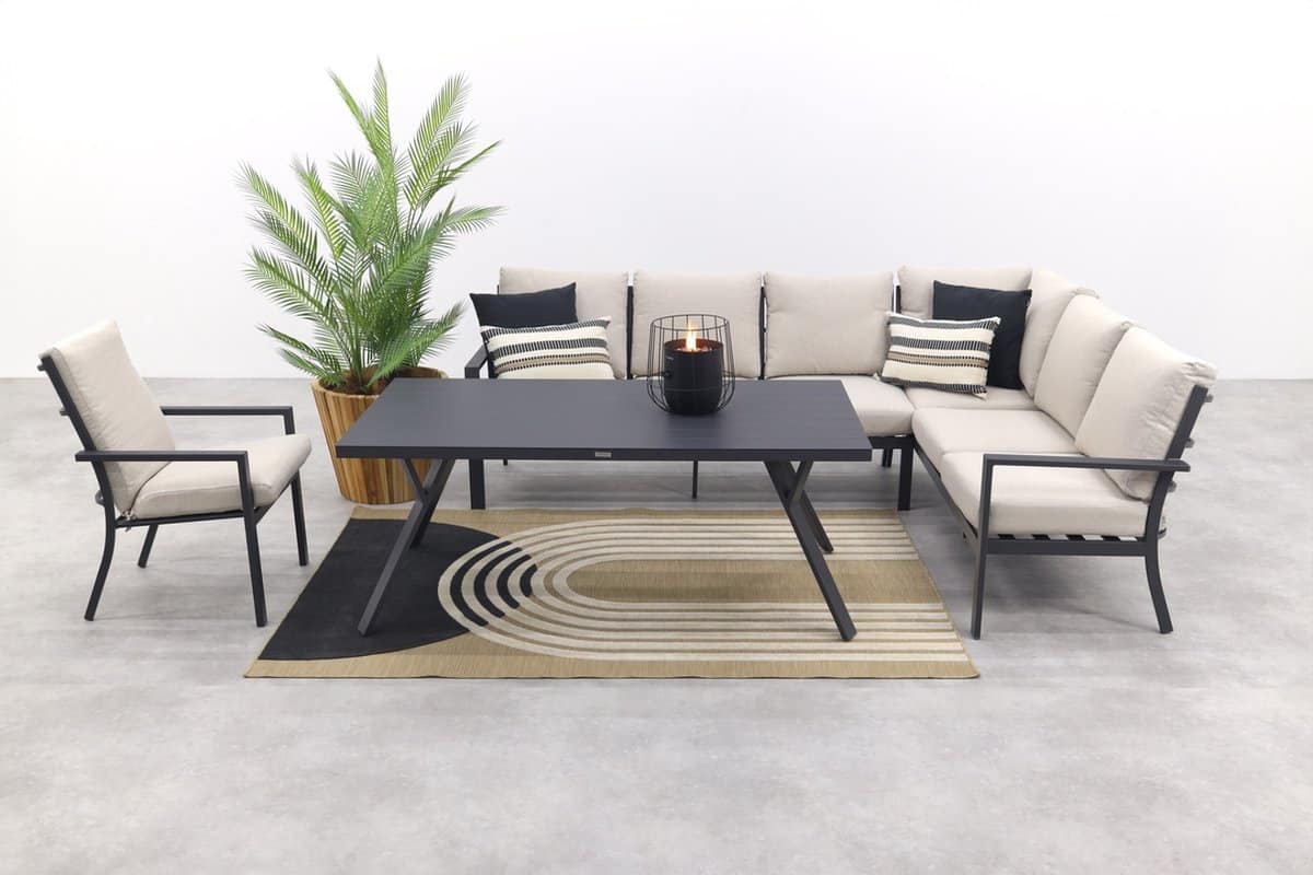 sergio lounge dining set met stoel carbon/desert 3
