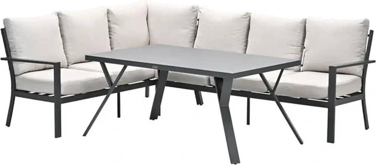 sergio lounge diningset 3 delig links carbon black