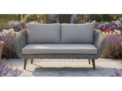 Serrano lounge bench grey wicker/acacia vintage grey Eurofar - Eurofar