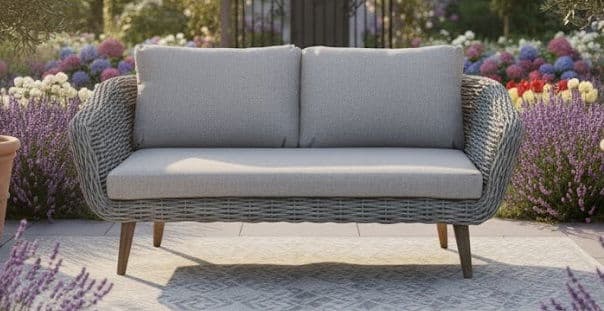 serrano lounge bench grey wicker/acacia vintage grey eurofar eurofar
