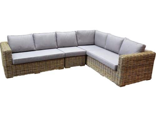 Serva hoek loungeset 4-delig naturel rotan