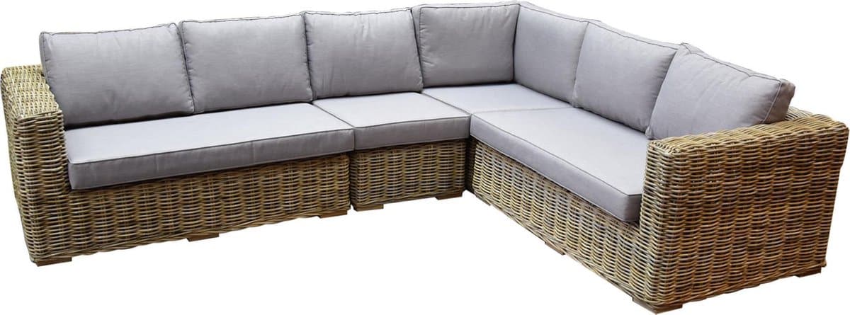 serva hoek loungeset 4 delig naturel rotan