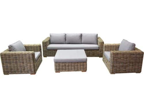 Serva stoel-bank loungeset 4-delig naturel rotan
