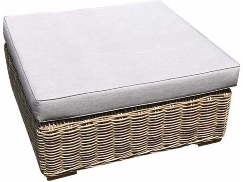 Serva voetenbank met kussen naturel rotan - suntech grey