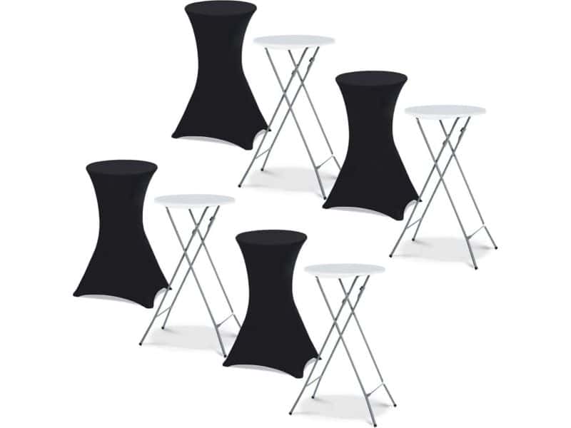 Set met 4 klaptafels 105 cm en 4 zwarte hoezen