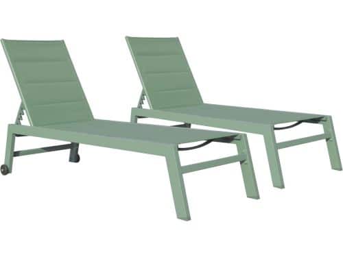 Set van 2 BARBADOS ligbedden in saliegroen textilene