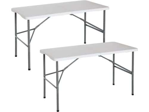 Set van 2 draagbare klaptafels 122 cm wit