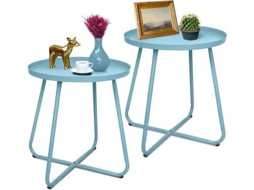 Set van 2 Industriële Ronde Bijzettafels voor Buiten