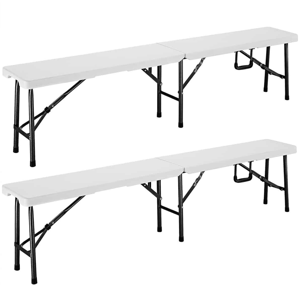 set van 2 inklapbare tuinbanken voor 8 personen