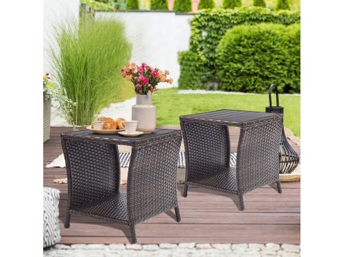 Set van 2 Kleine Terras bijzettafels met Opbergruimte en Polywood