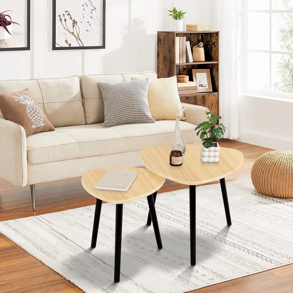 set van 2 nestende driehoek bijzettafels modern minimalistisch voor