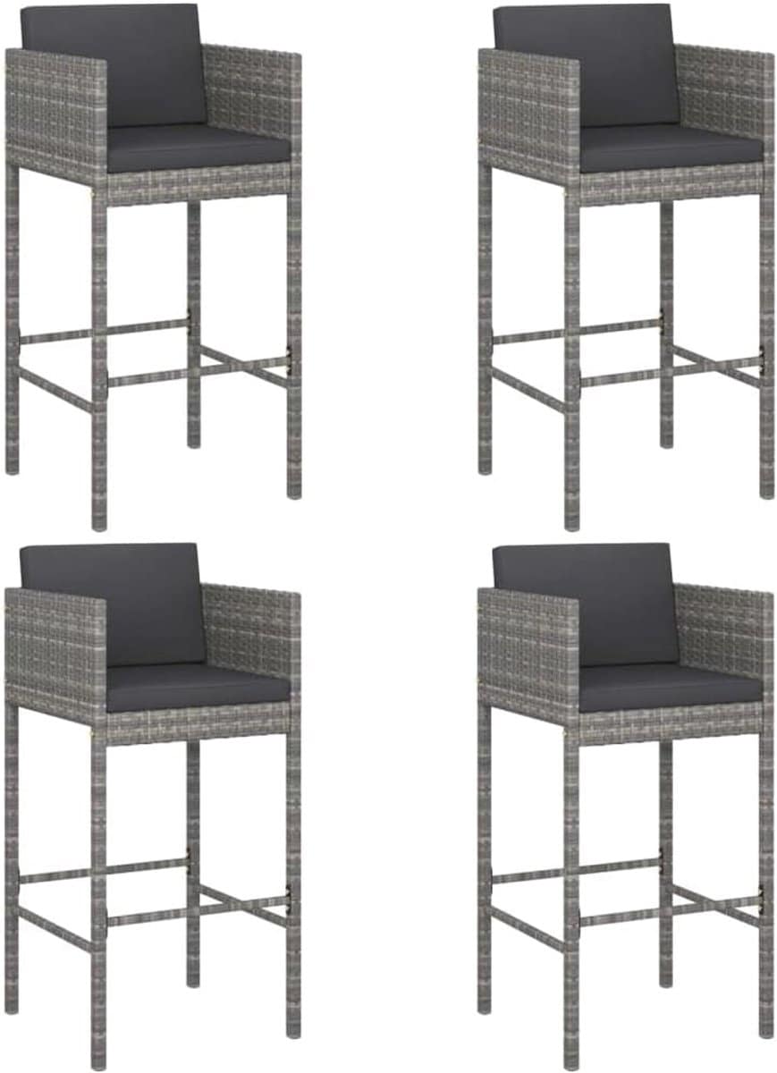 set van 2 of 4 stapelbare barstoelen met kussens poly