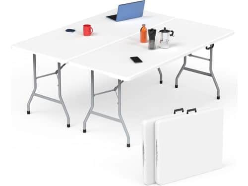 Set van 2 Opvouwbare Tafels 180cm - Draagbare Klaptafel voor