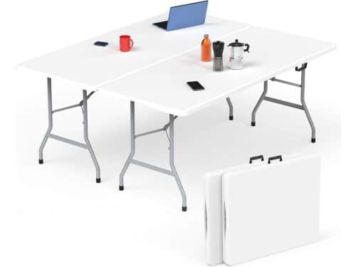 Set van 2 Opvouwbare Tafels 180cm - Draagbare Klaptafel voor