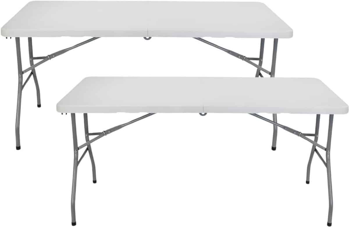 set van 2 rechthoekige klaptafels 150 cm tuin