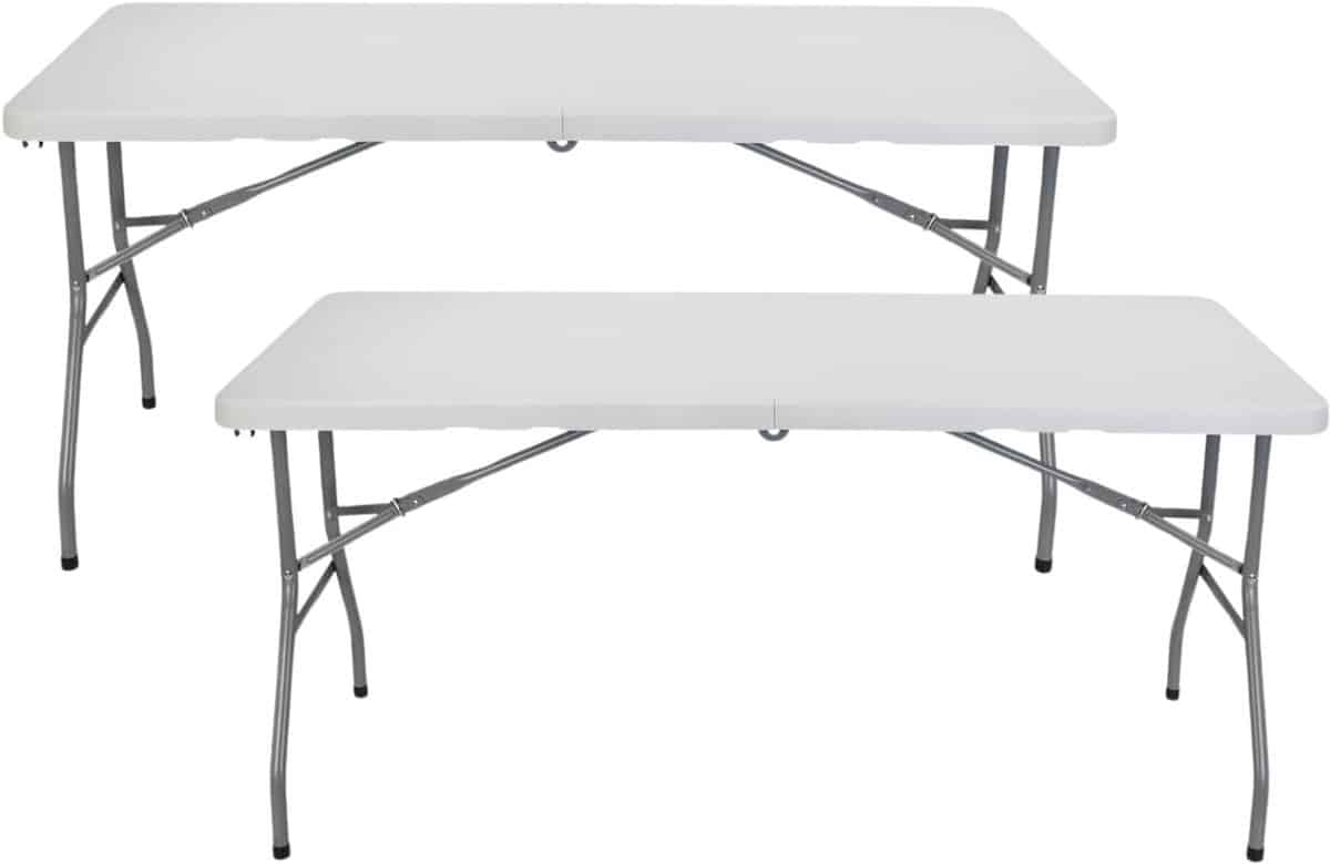 set van 2 rechthoekige klaptafels 150 cm tuin