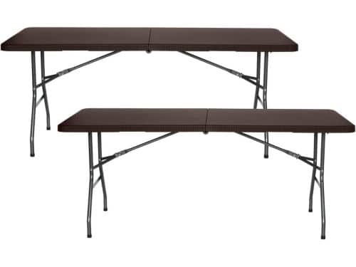 Set van 2 Rechthoekige Klaptafels met Rotan-effect - 180 cm