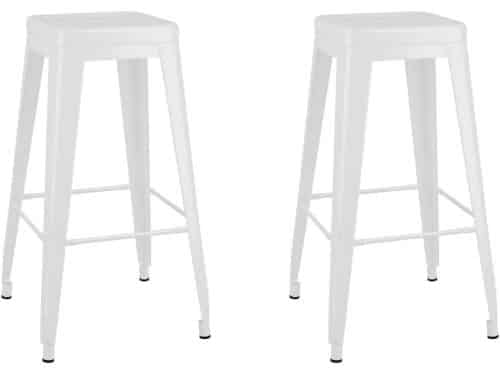 Set van 2 Stapelbare Barkrukken Metaal Wit - Industriële Barstoelen