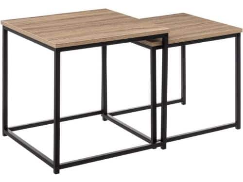 Set van 2 Uitschuifbare Bijzettafels in Natuurlijke Eikenlook