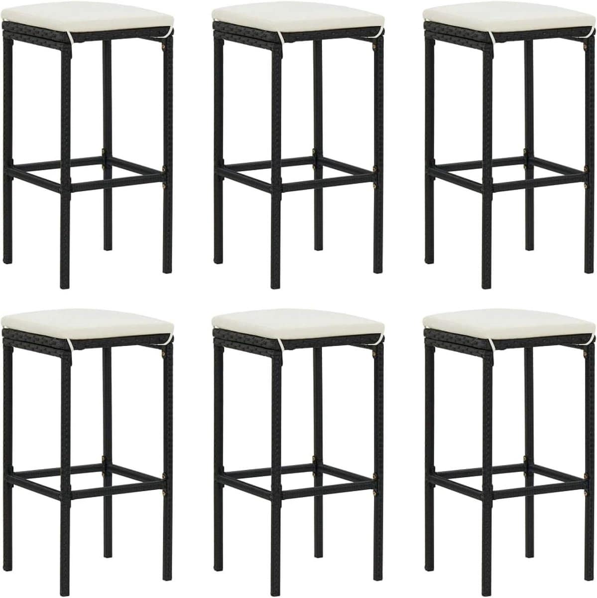 set van 3 of 6 hoge barstoelen buiten poly rattan