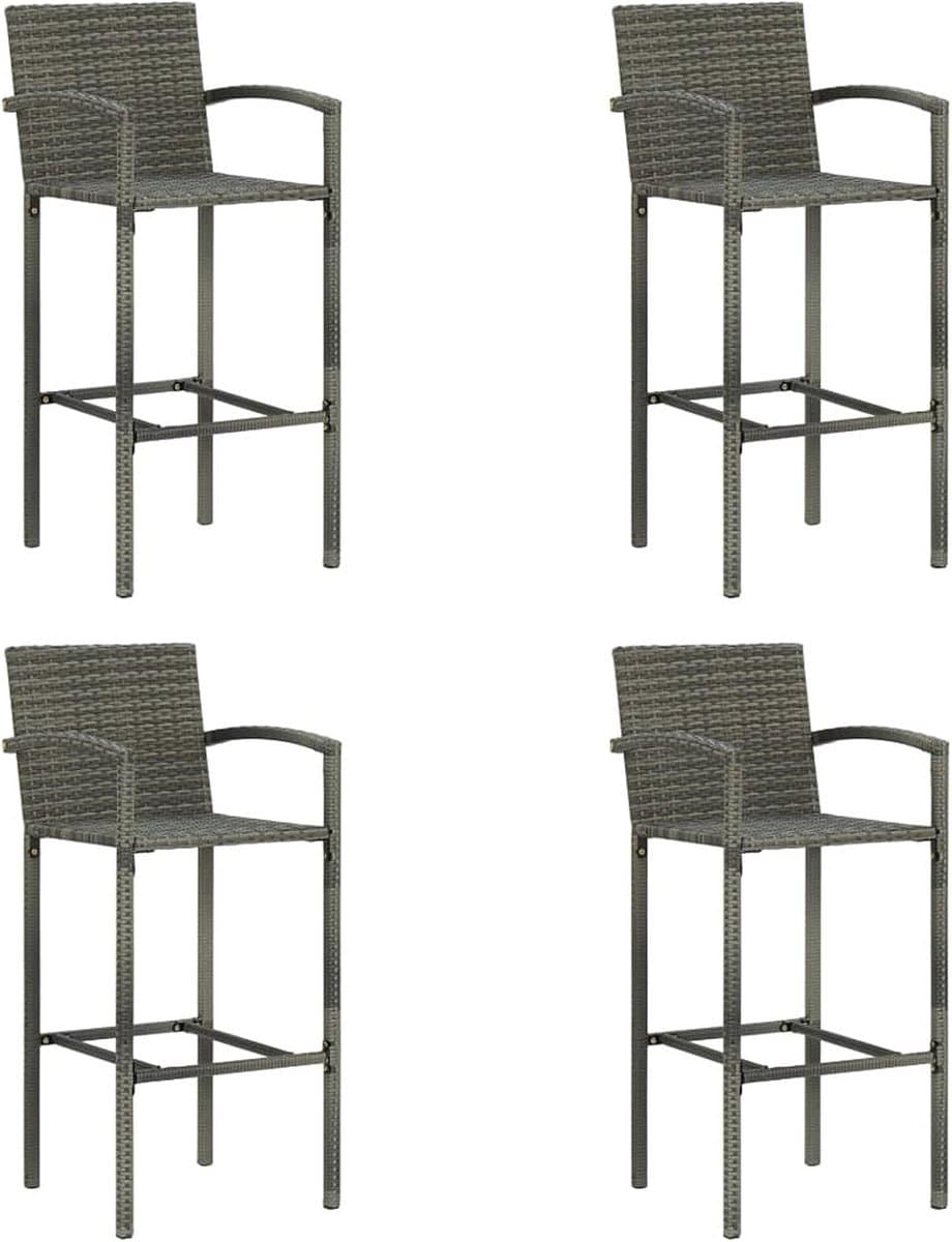 set van 4 barkrukken | hoge barstoelen met rugleuning en