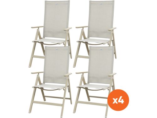 Set van 4 - Hartman Napoli verstelbare tuinstoel - Latte