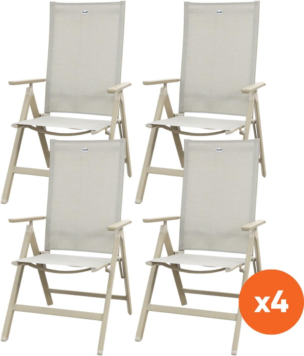 set van 4 hartman napoli verstelbare tuinstoel latte