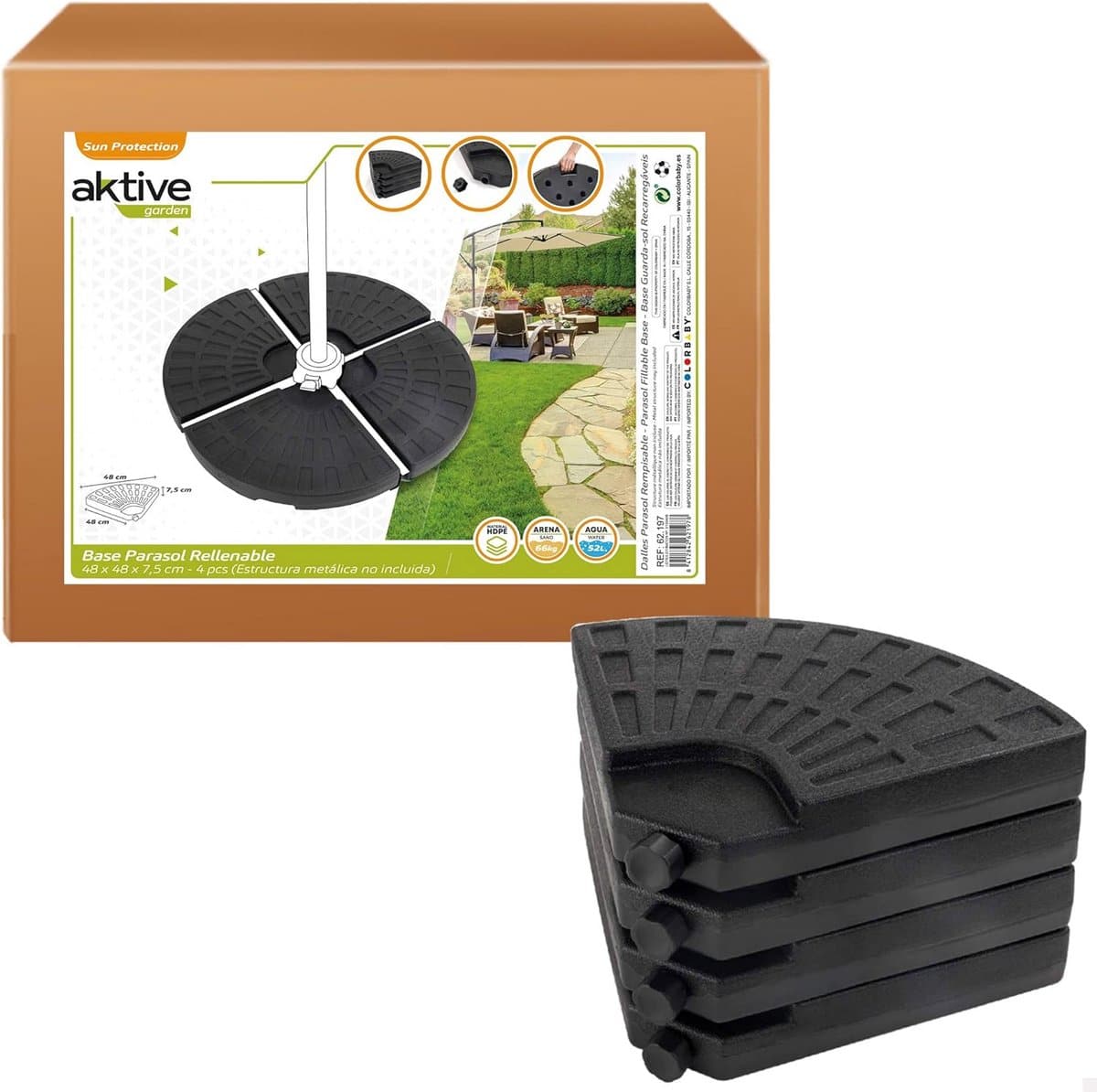 set van 4 parasolvoet vulstukken verstelbaar gewicht tot 66