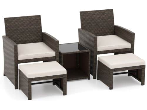 Set van 5 Rotan Meubels Balkonset Tuinmeubelen met Stoel &