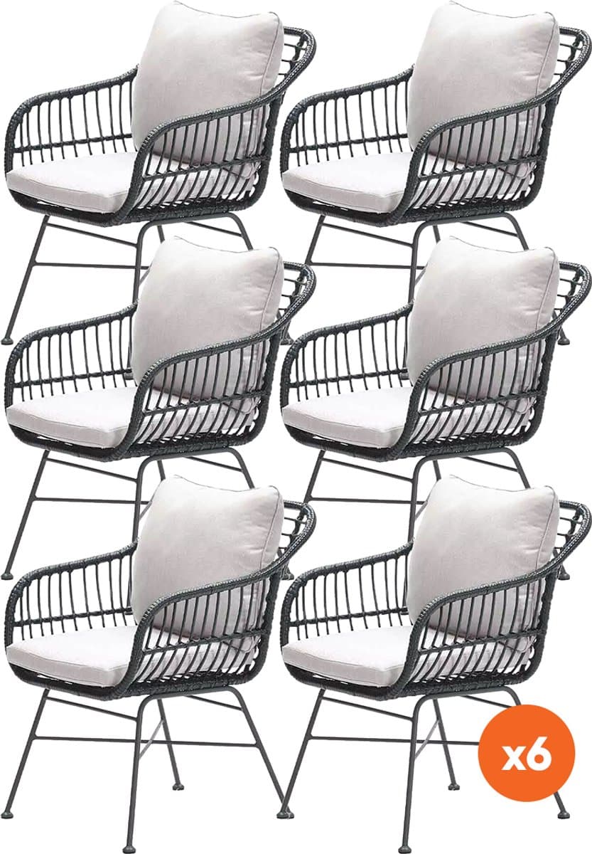 set van 6 garden impressions margriet tuinstoel zwart/zand
