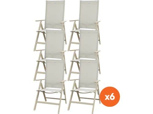 Set van 6 - Hartman Napoli verstelbare tuinstoel - Latte