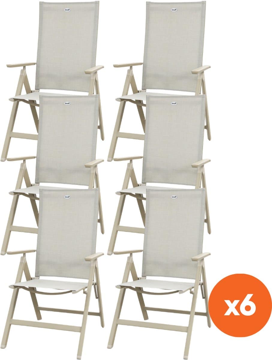 set van 6 hartman napoli verstelbare tuinstoel latte