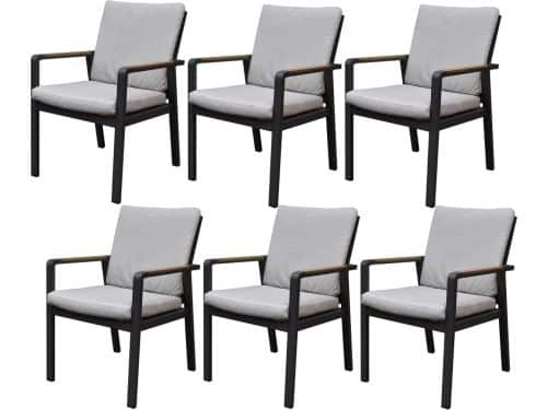 Set van 6 Lola dining tuinstoelen aluminium antraciet