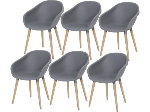 Set van 6 Swan dining kuipstoel grijs kunststof