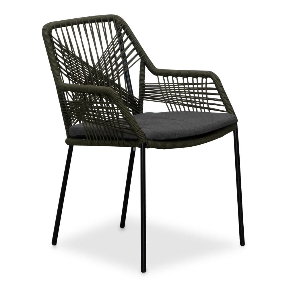 seville dining tuinstoel stapelbaar | touw + staal | olijfgroen