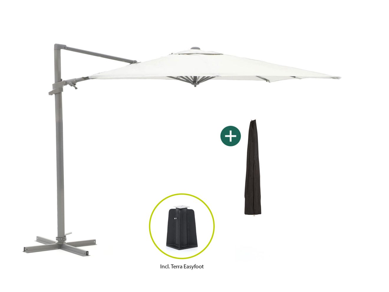 shadowline francisco zweefparasol 260x260cm laagste prijsgarantie!