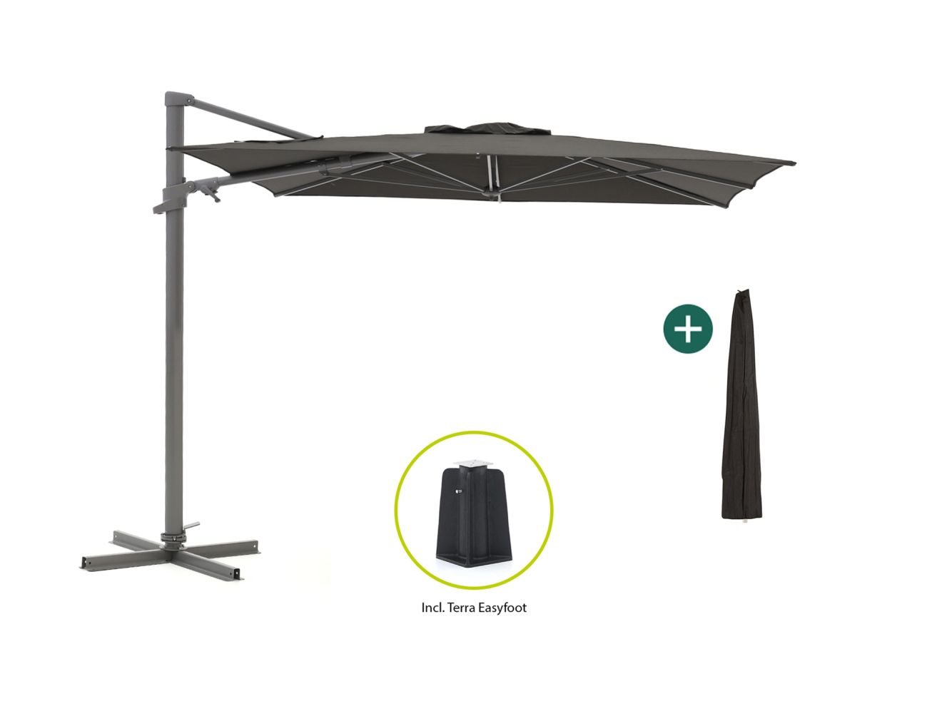 shadowline francisco zweefparasol 260x260cm laagste prijsgarantie!