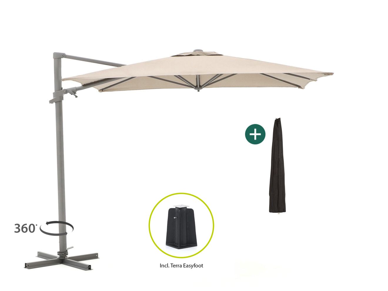 shadowline francisco zweefparasol 260x260cm laagste prijsgarantie!