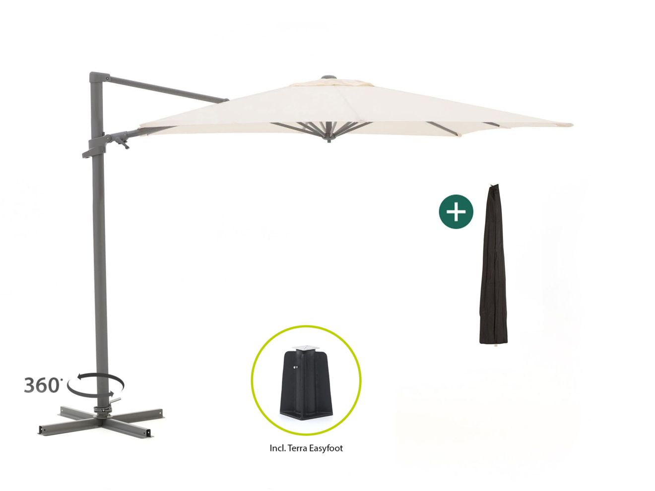 shadowline francisco zweefparasol 260x260cm laagste prijsgarantie!